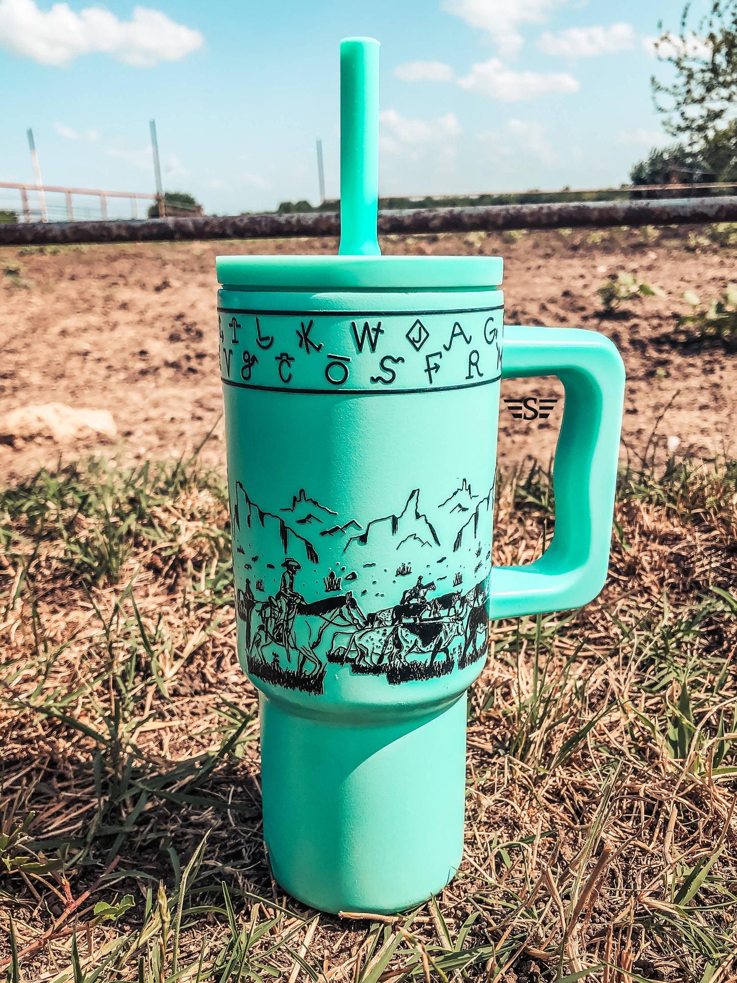 Kids 24oz Western Tumbler: Purple Vintage Geo