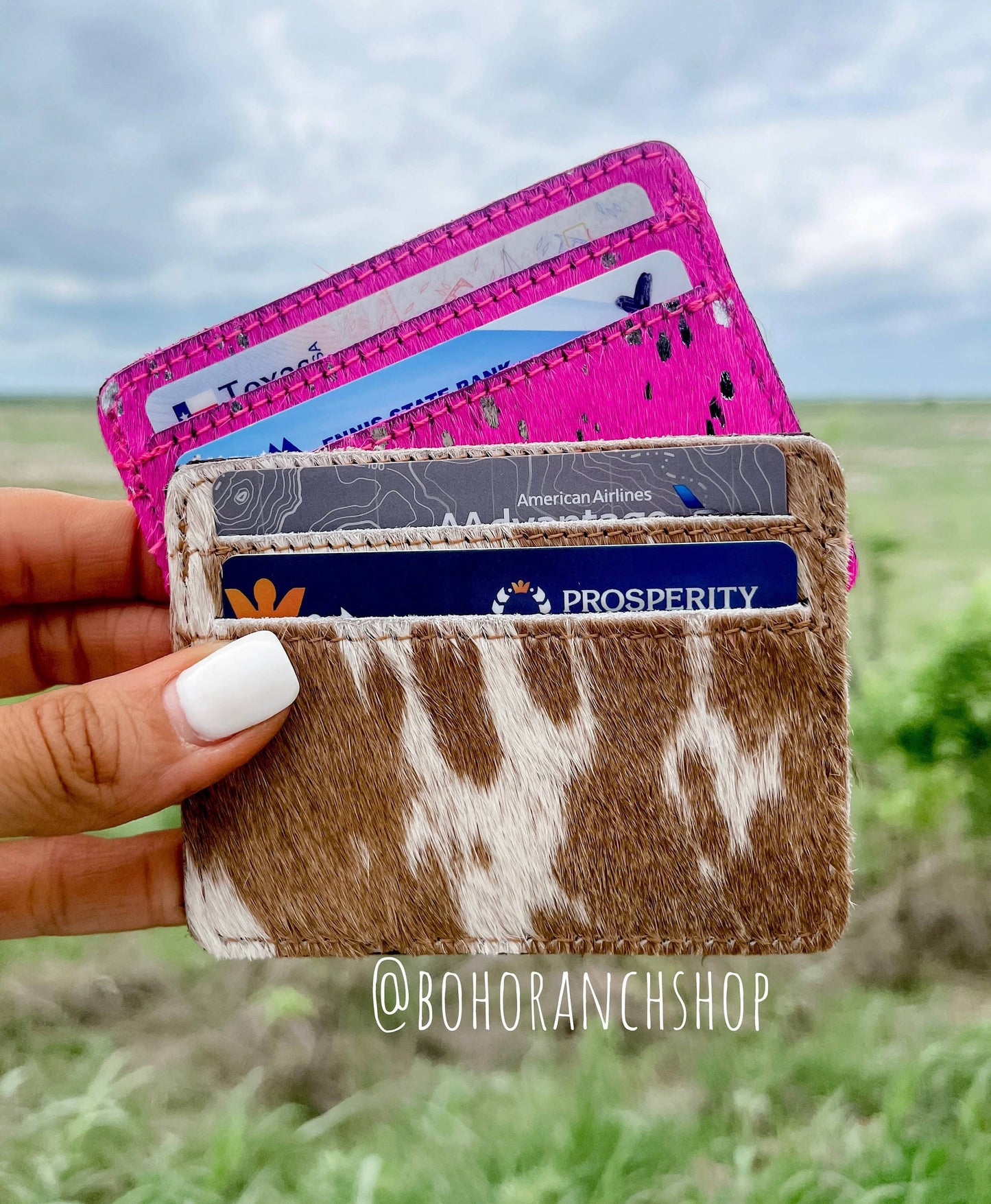 Western Cowhide Credit Card Holder - Money holder: LEOPARD + RAINBOW SPECS