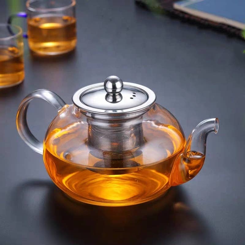 Glass Teapot With Stainless Steel Infuser and Lid (40oz.): Stainless Steel Infuser & Lid