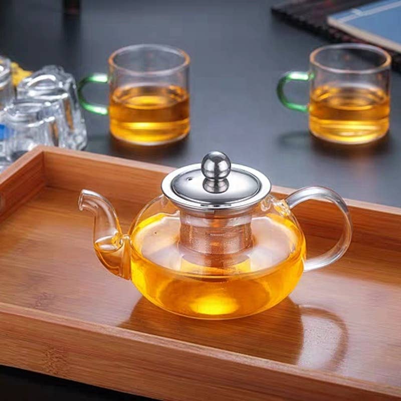 Glass Teapot With Stainless Steel Infuser and Lid (40oz.): Stainless Steel Infuser & Lid