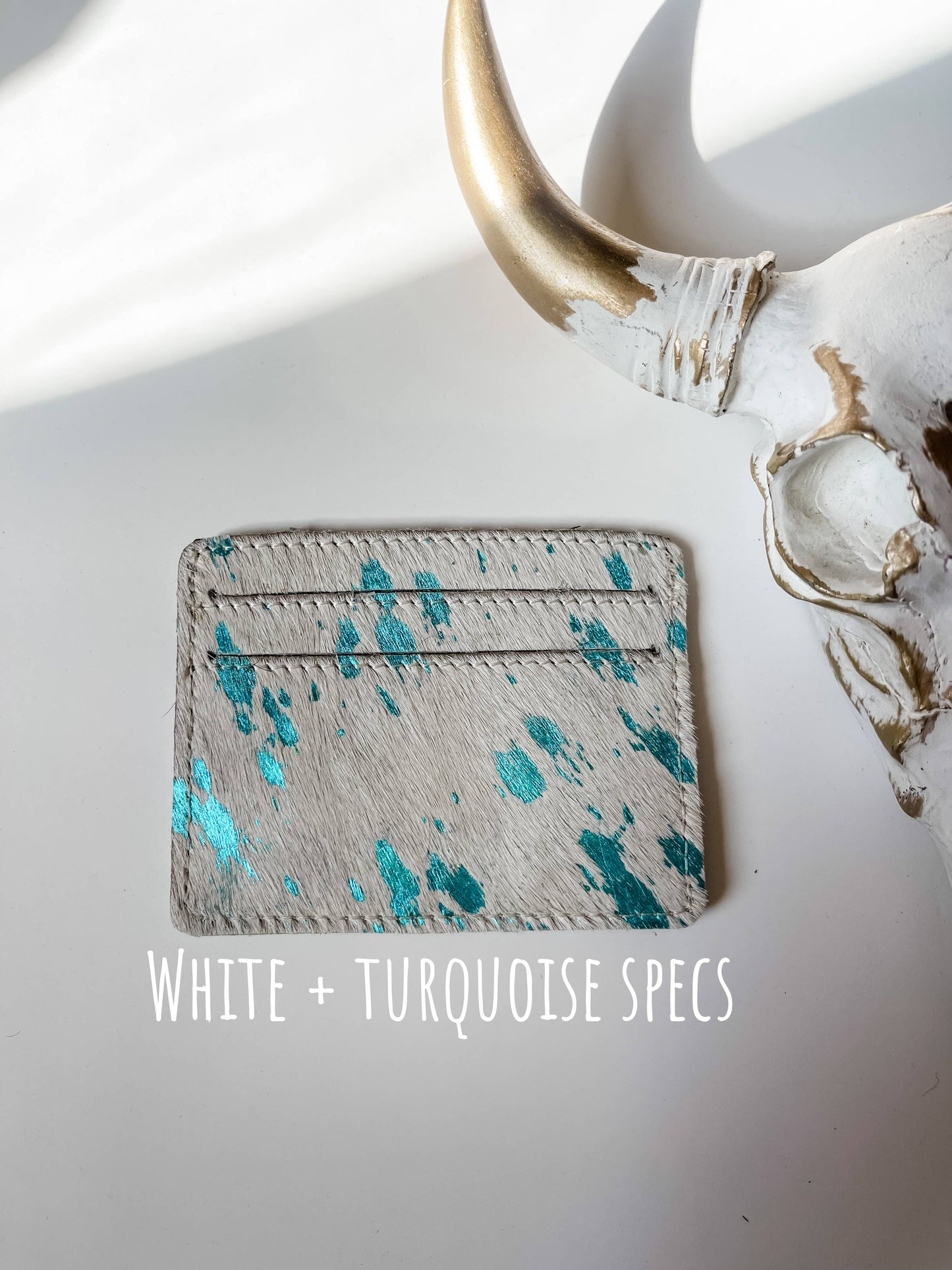 Western Cowhide Credit Card Holder - Money holder: LEOPARD + RAINBOW SPECS