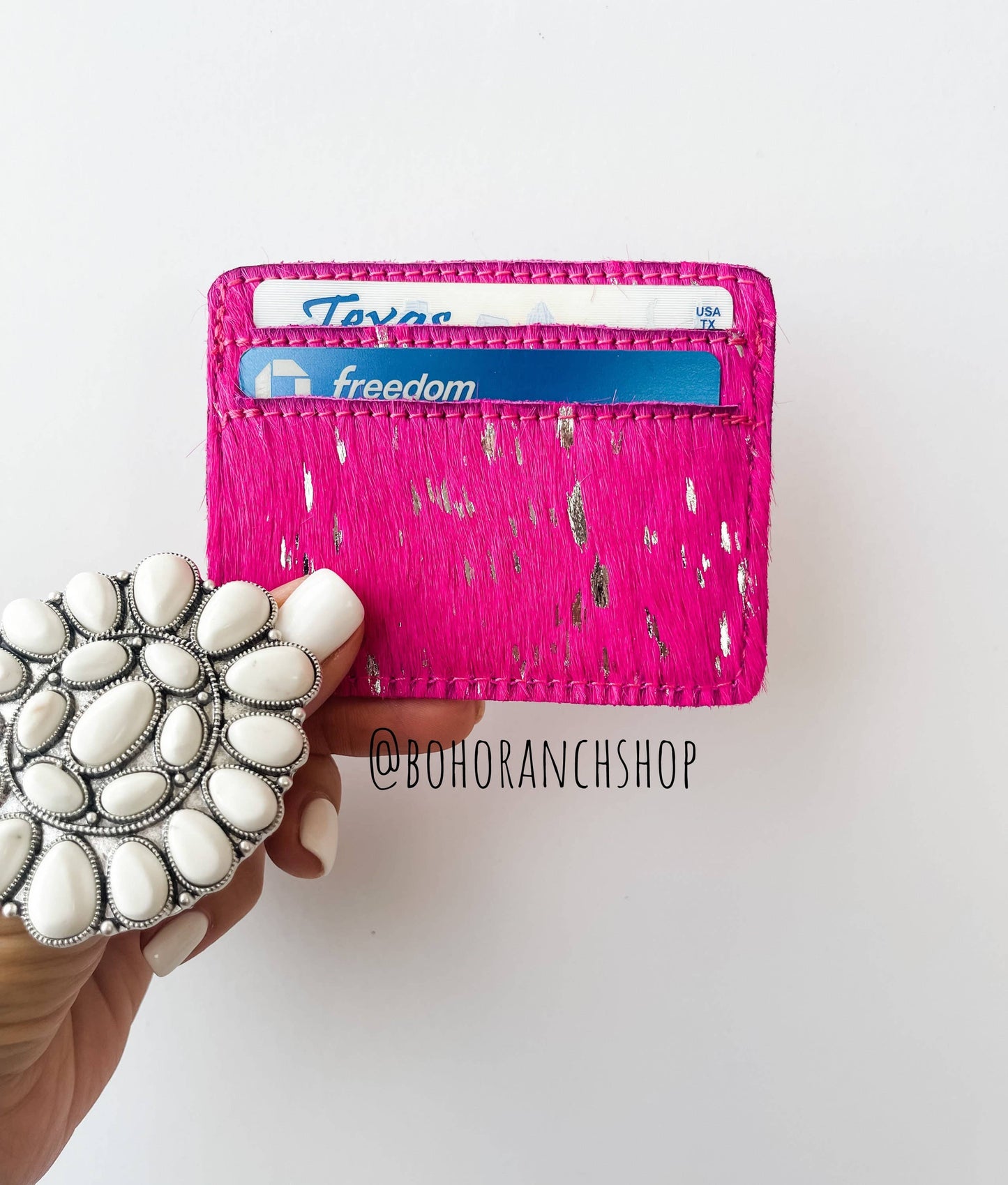 Western Cowhide Credit Card Holder - Money holder: LEOPARD + RAINBOW SPECS