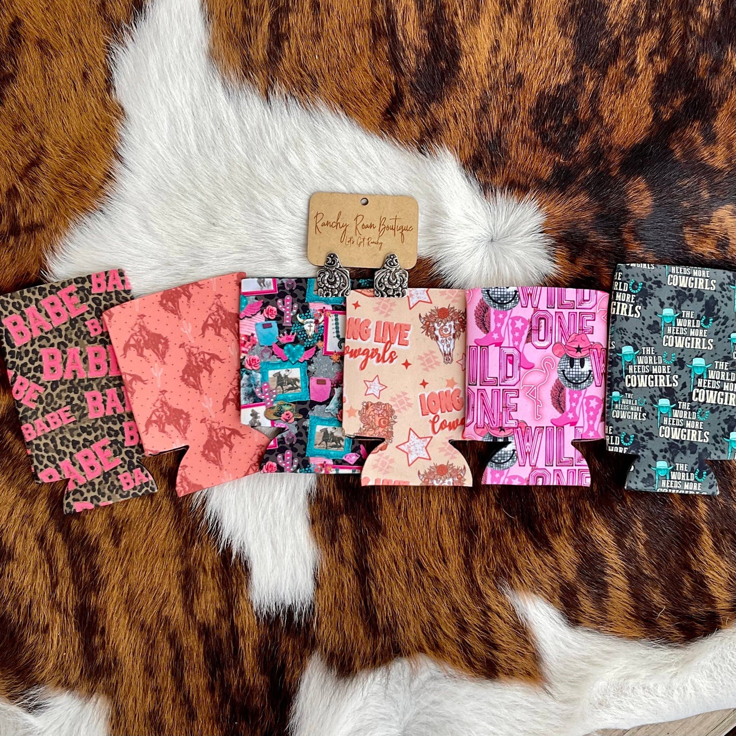 Western Rowdy Country Koozie: Regular / Neon Pink Wild One