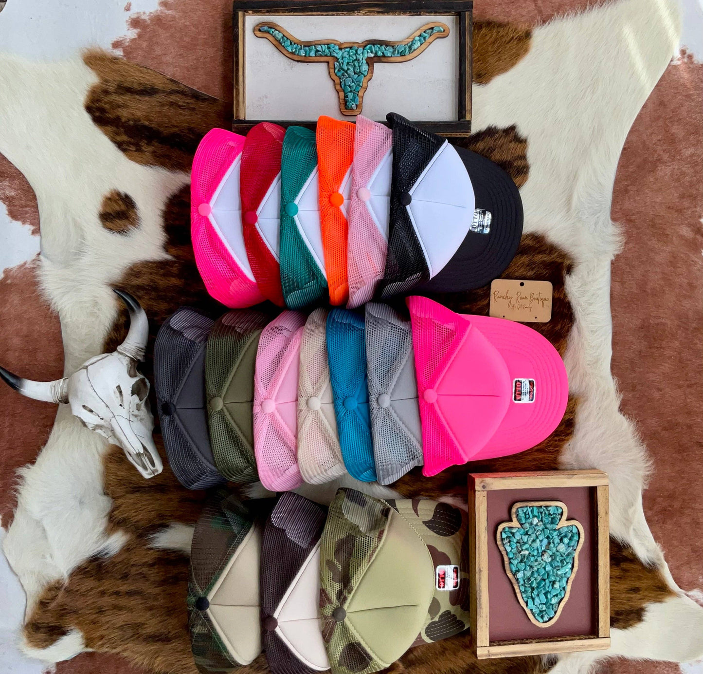 Cowkid Wranglin Mama Western Foam Front Trucker Hat: Neon Pink/White