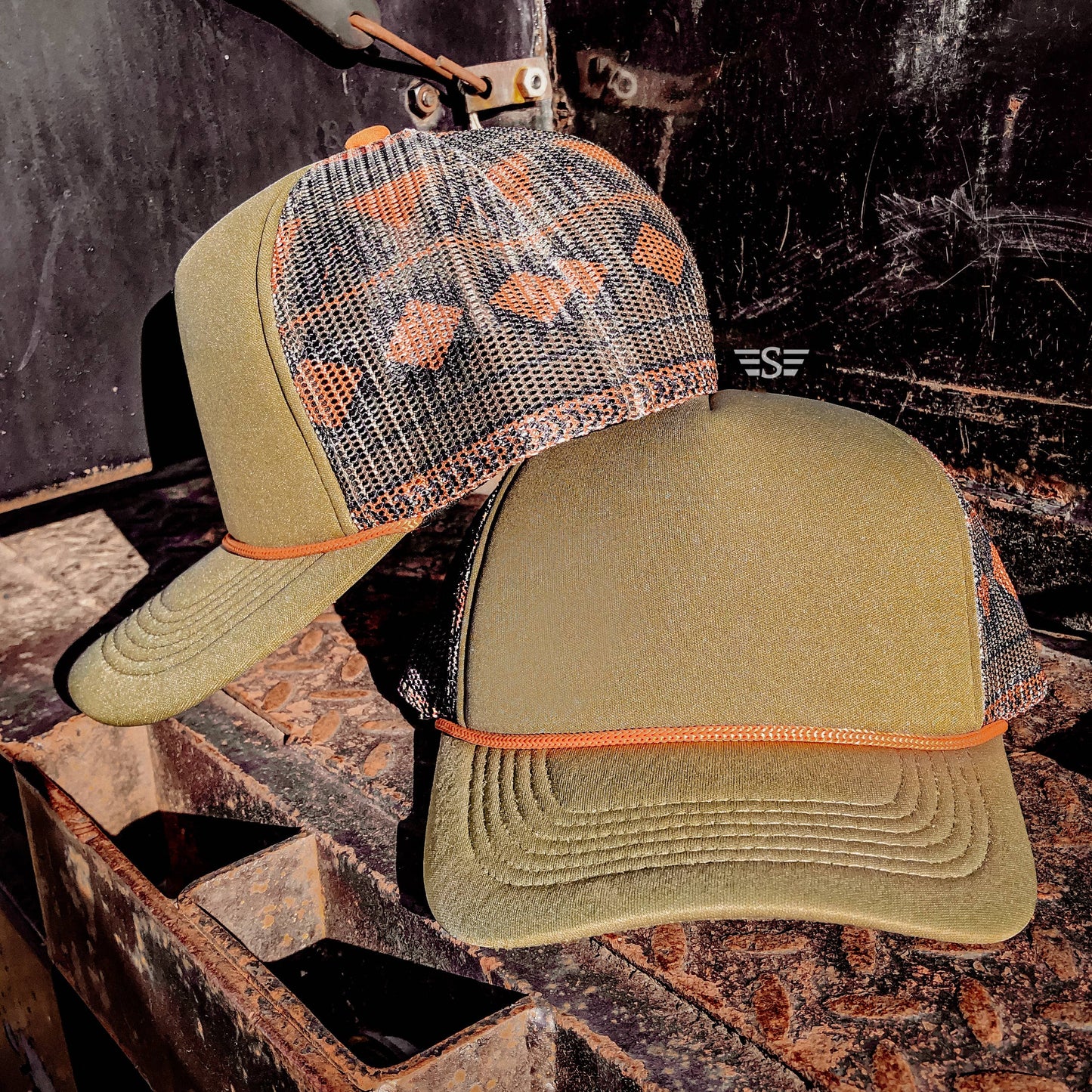 Aztec Mesh Back Foam Trucker Cap: Turquoise