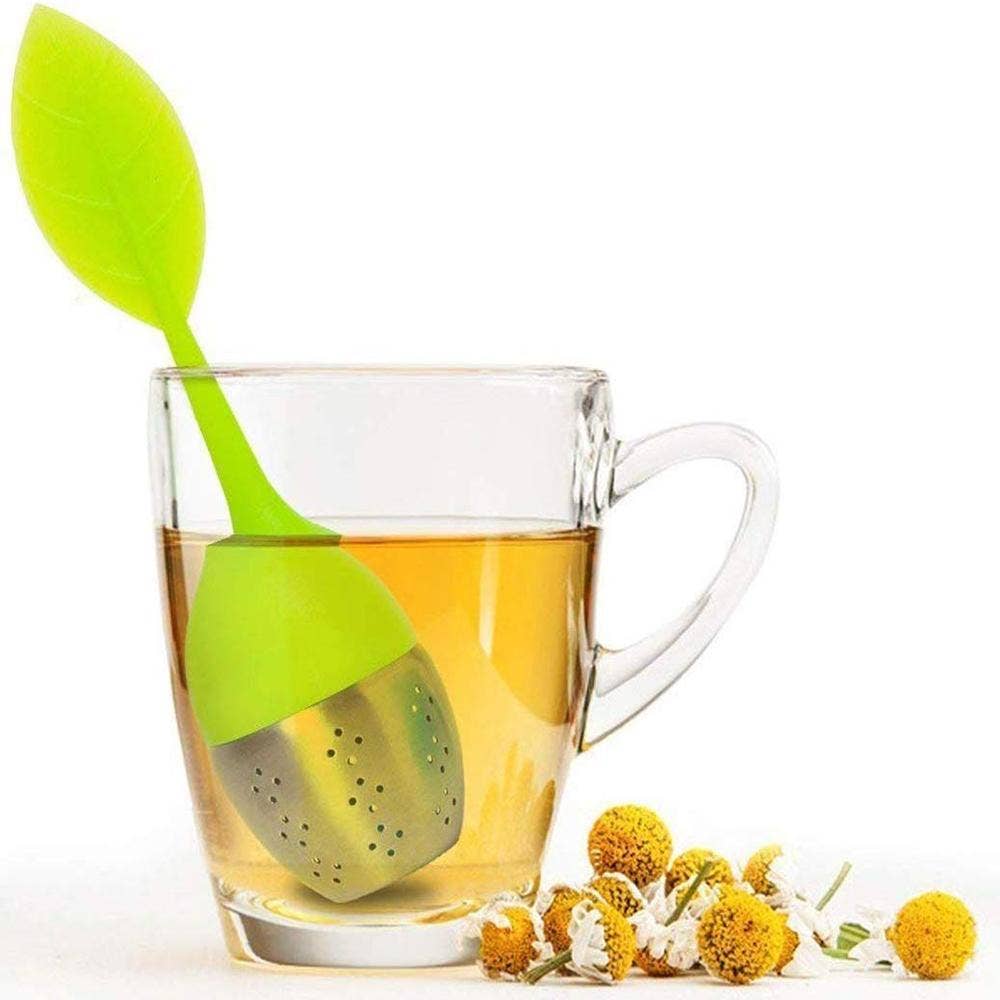 Leaf Shape Silicone Tea Infuser - (304 Stainless Steel): Hot Pink