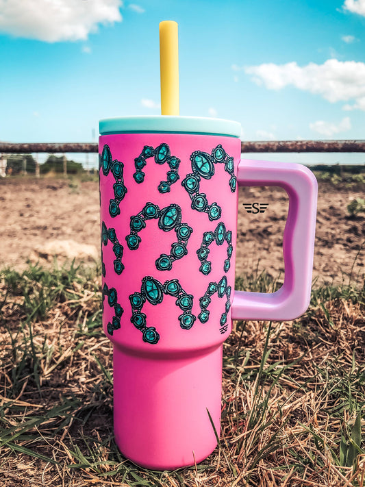 Kids 24oz Western Tumbler: Pink Squash