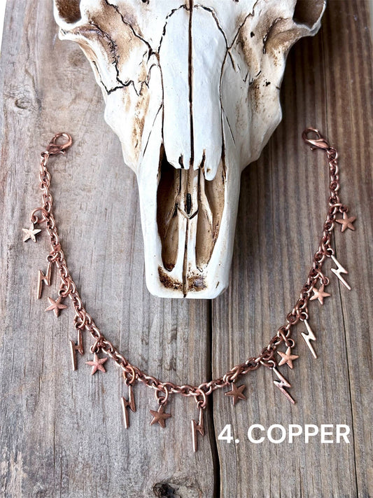 Western Trucker Hat Chain - Conch | Lightning bolt\ stars: LIGHTNING BOLT/ STAR - COPPER