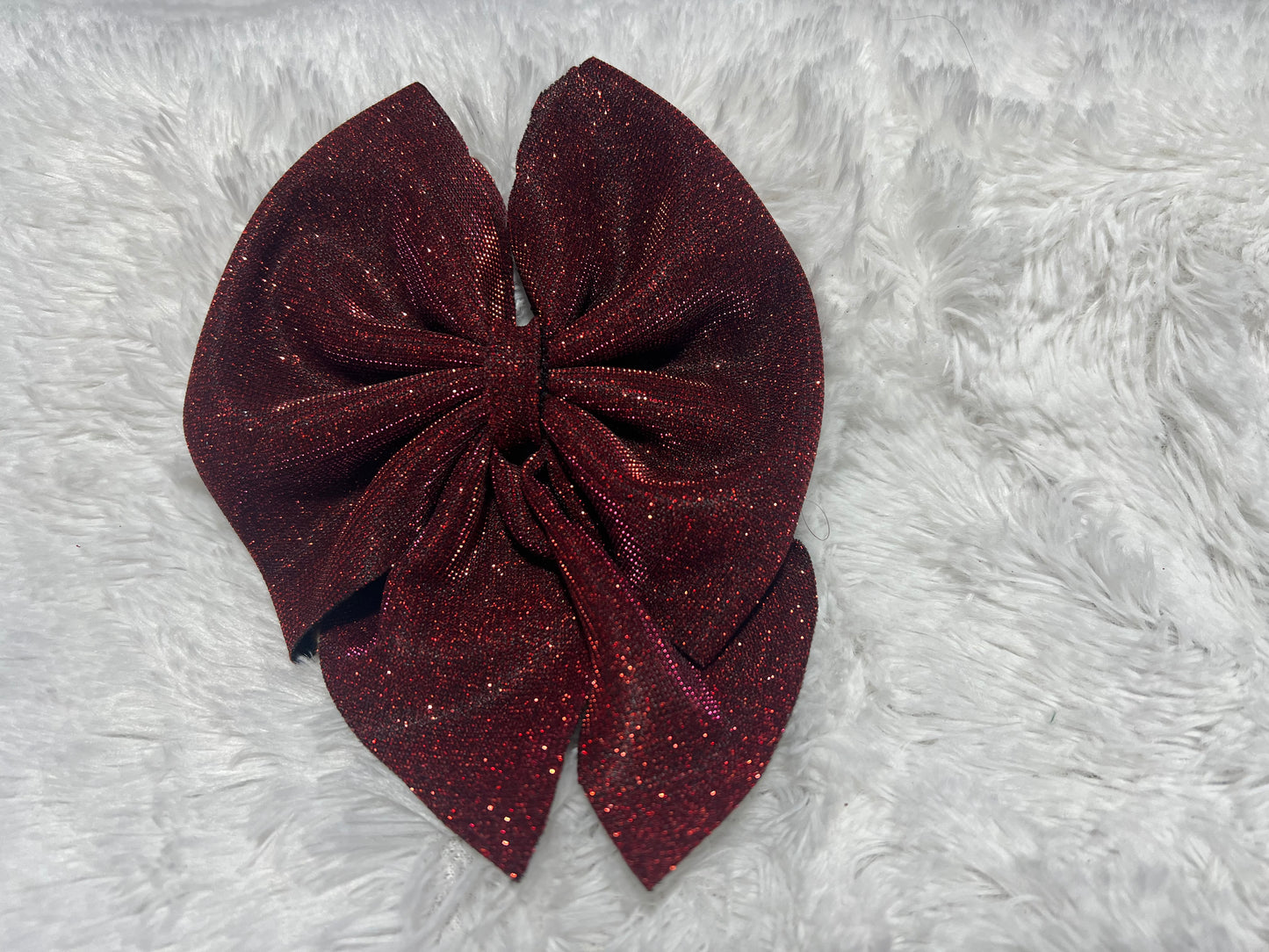 Deep Red Glitter Sailor Bow