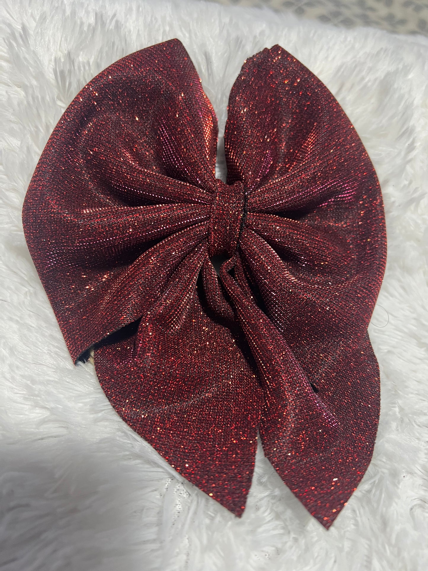 Deep Red Glitter Sailor Bow