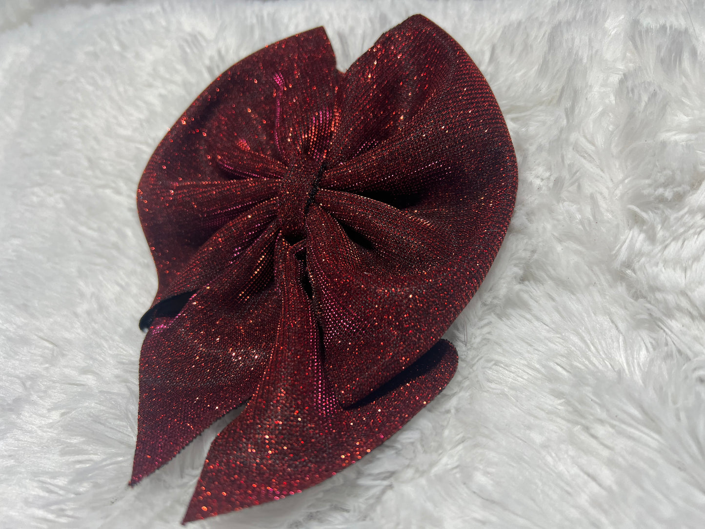 Deep Red Glitter Sailor Bow