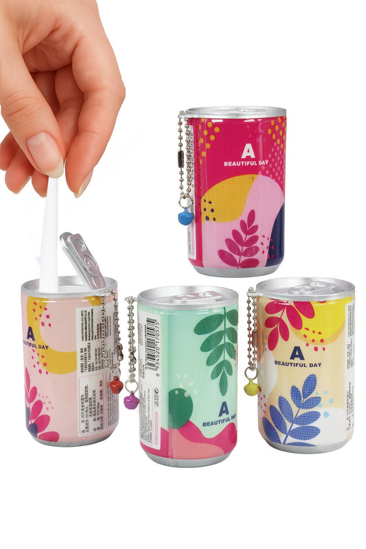 Leaf Print Soda Pop Can Mini Wet Wipes Key Chain
