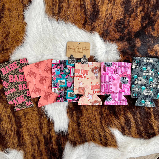 Western Rowdy Country Koozie: Slim / Neon Pink Wild One